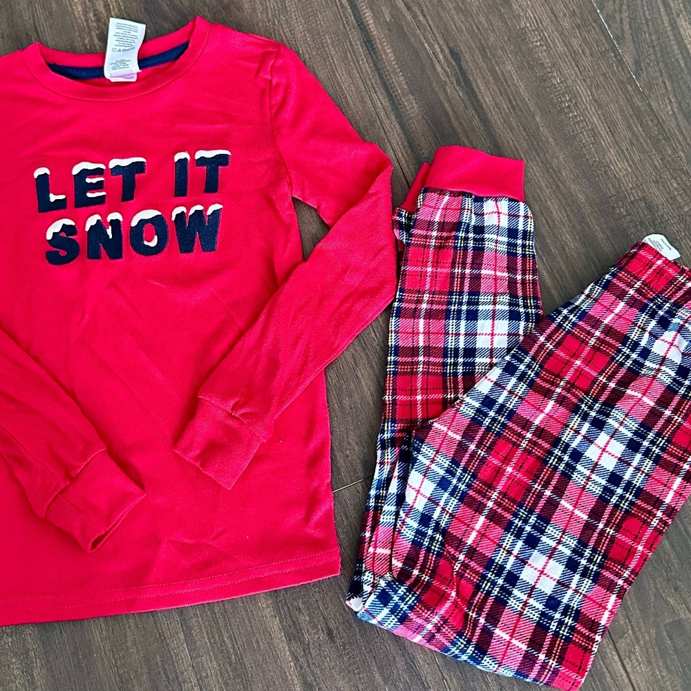 Kids Unisex Holidays Christmas Pajama Set Like New Condition Red Size 6